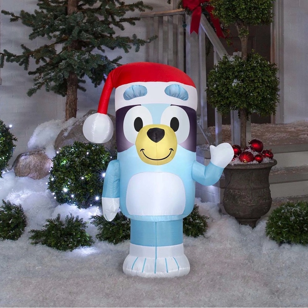 Gemmy 3.5' Bluey Wearing Santa Hat Christmas Airblown Inflatable Yard Decoration